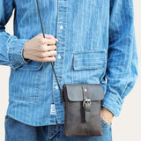 Petite Sacoche Homme Cuir Vintage Modèle Silverado