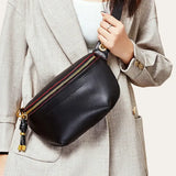 Sacoche Banane Femme Cuir Noir Modèle Tammy