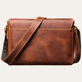 Sacoche Bandoulière Style Maculin en Cuir Marron Modèle Elias